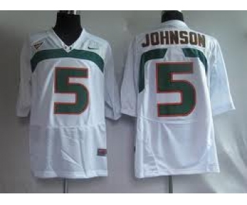 Miami Hurricanes #5 Johnson White Jersey
