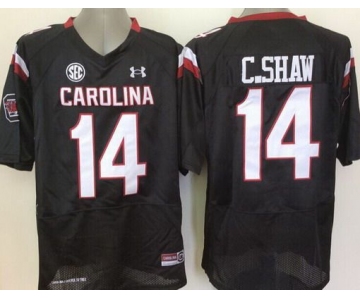 Men's South Carolina Gamecocks #14 Connor Shaw Black NCAA Football Under Armour Jersey