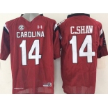 Men's South Carolina Gamecocks #14 Connor Shaw Red NCAA Football Under Armour Jersey