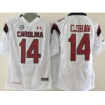 Men's South Carolina Gamecocks #14 Connor Shaw White NCAA Football Under Armour Jersey