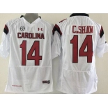 Men's South Carolina Gamecocks #14 Connor Shaw White NCAA Football Under Armour Jersey