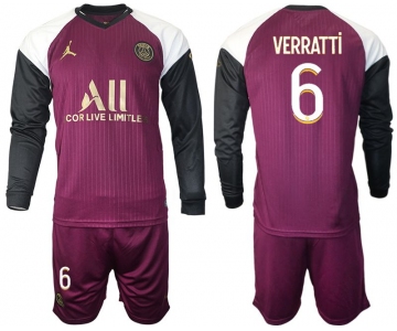 Men 2020-2021 club Paris St German Jordan white long sleeves 6 Soccer Jerseys