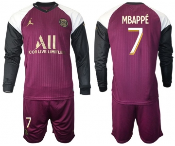 Men 2020-2021 club Paris St German Jordan white long sleeves 7 Soccer Jerseys