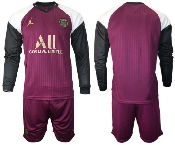 Men 2020-2021 club Paris St German Jordan white long sleeves Soccer Jerseys