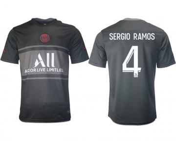 Men 2021-2022 Club Paris St German Second away aaa version black 4 Soccer Jersey