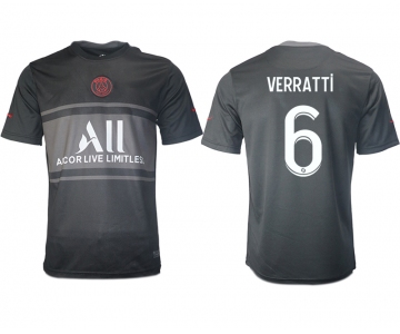 Men 2021-2022 Club Paris St German Second away aaa version black 6 Soccer Jersey