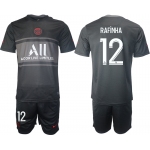 Men 2021-2022 Club Paris St German Second away black 12 Soccer Jersey