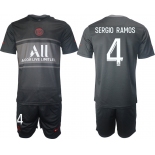Men 2021-2022 Club Paris St German Second away black 4 Soccer Jersey