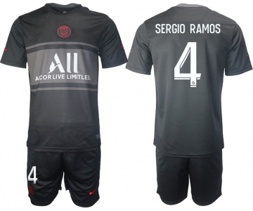 Men 2021-2022 Club Paris St German Second away black 4 Soccer Jersey