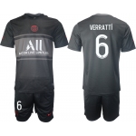 Men 2021-2022 Club Paris St German Second away black 6 Soccer Jersey