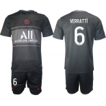 Men 2021-2022 Club Paris St German Second away black 6 Soccer Jersey