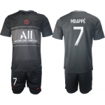 Men 2021-2022 Club Paris St German Second away black 7 Soccer Jersey