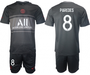 Men 2021-2022 Club Paris St German Second away black 8 Soccer Jersey