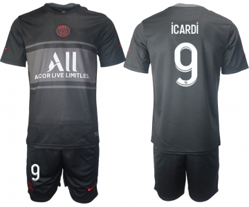 Men 2021-2022 Club Paris St German Second away black 9 Soccer Jersey