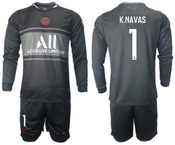 Men 2021-2022 Club Paris St German Second away black Long Sleeve 1 Soccer Jersey