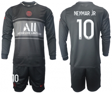Men 2021-2022 Club Paris St German Second away black Long Sleeve 10 Soccer Jersey