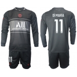 Men 2021-2022 Club Paris St German Second away black Long Sleeve 11 Soccer Jersey