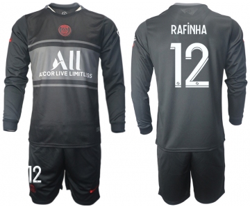 Men 2021-2022 Club Paris St German Second away black Long Sleeve 12 Soccer Jersey