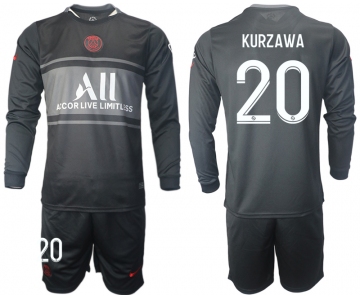 Men 2021-2022 Club Paris St German Second away black Long Sleeve 20 Soccer Jersey