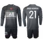 Men 2021-2022 Club Paris St German Second away black Long Sleeve 21 Soccer Jersey