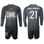 Men 2021-2022 Club Paris St German Second away black Long Sleeve 21 Soccer Jersey