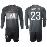 Men 2021-2022 Club Paris St German Second away black Long Sleeve 23 Soccer Jersey