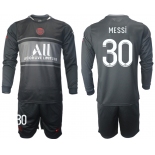 Men 2021-2022 Club Paris St German Second away black Long Sleeve 30 Soccer Jersey
