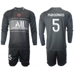 Men 2021-2022 Club Paris St German Second away black Long Sleeve 5 Soccer Jersey