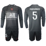 Men 2021-2022 Club Paris St German Second away black Long Sleeve 5 Soccer Jersey
