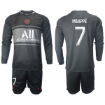 Men 2021-2022 Club Paris St German Second away black Long Sleeve 7 Soccer Jersey