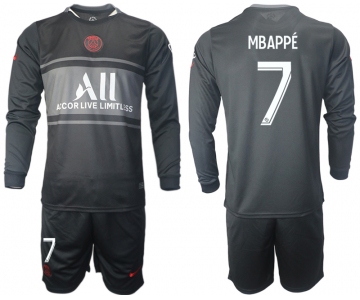 Men 2021-2022 Club Paris St German Second away black Long Sleeve 7 Soccer Jersey
