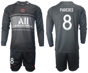 Men 2021-2022 Club Paris St German Second away black Long Sleeve 8 Soccer Jersey