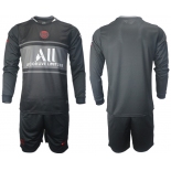 Men 2021-2022 Club Paris St German Second away black Long Sleeve blank Soccer Jersey