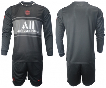 Men 2021-2022 Club Paris St German Second away black Long Sleeve blank Soccer Jersey