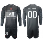 Men 2021-2022 Club Paris St German Second away black Long Sleeve customized Soccer Jersey