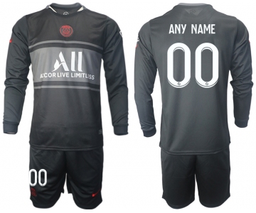 Men 2021-2022 Club Paris St German Second away black Long Sleeve customized Soccer Jersey