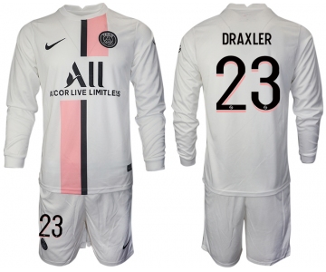 Men 2021-2022 Club Paris St German away white Long Sleeve 23 Soccer Jersey