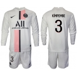 Men 2021-2022 Club Paris St German away white Long Sleeve 3 Soccer Jersey
