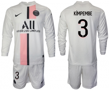 Men 2021-2022 Club Paris St German away white Long Sleeve 3 Soccer Jersey