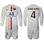 Men 2021-2022 Club Paris St German away white Long Sleeve 4 Soccer Jersey
