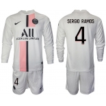 Men 2021-2022 Club Paris St German away white Long Sleeve 4 Soccer Jersey