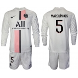 Men 2021-2022 Club Paris St German away white Long Sleeve 5 Soccer Jersey