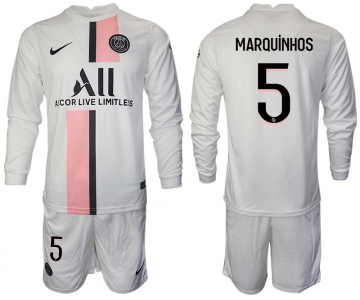 Men 2021-2022 Club Paris St German away white Long Sleeve 5 Soccer Jersey
