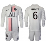 Men 2021-2022 Club Paris St German away white Long Sleeve 6 Soccer Jersey