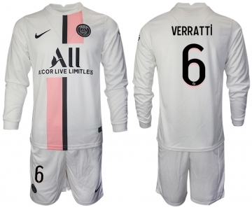 Men 2021-2022 Club Paris St German away white Long Sleeve 6 Soccer Jersey