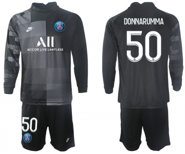 Men 2021-2022 Club Paris St German black goalkeeper Long Sleeve 50 Soccer Jersey