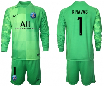 Men 2021-2022 Club Paris St German green goalkeeper Long Sleeve 1 Soccer Jersey
