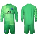 Men 2021-2022 Club Paris St German green goalkeeper Long Sleeve blank Soccer Jersey