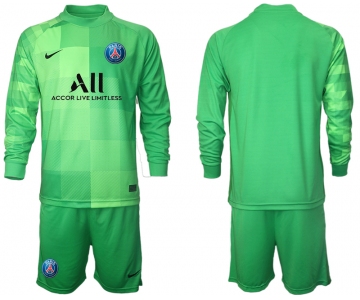 Men 2021-2022 Club Paris St German green goalkeeper Long Sleeve blank Soccer Jersey
