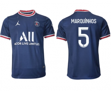 Men 2021-2022 Club Paris St German home aaa version blue 5 Soccer Jersey